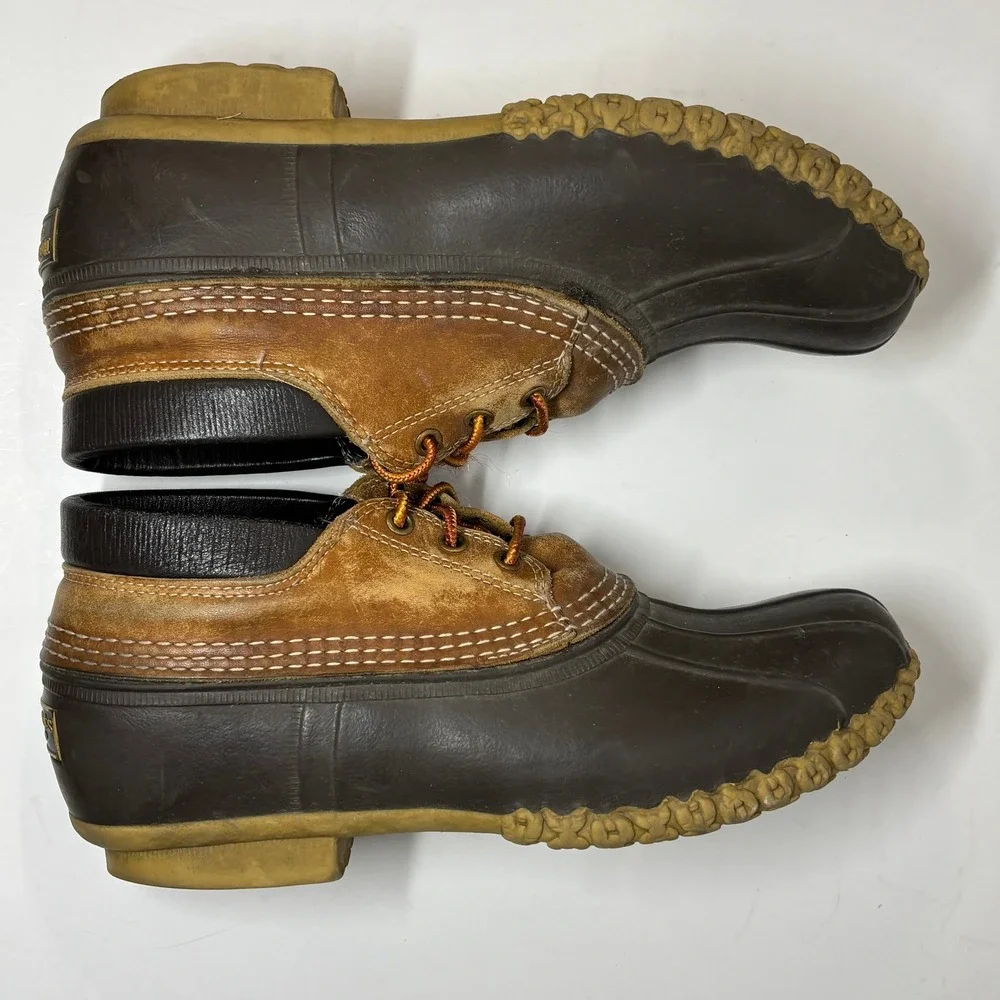 LL Bean Gum Shoes Men 9 Brown Shearling Lined‎ Duck Boots Maine Made